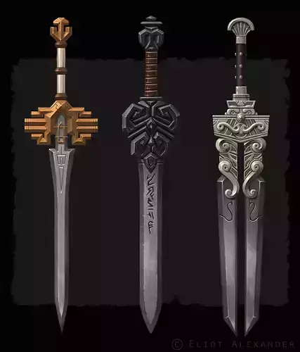 Swords Set sword Low-poly 3D model
