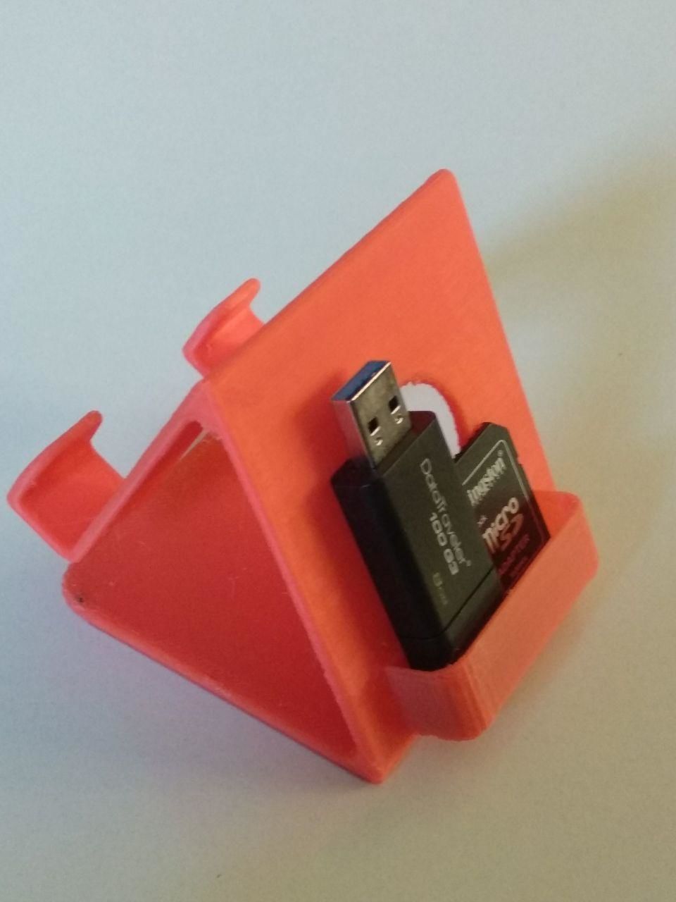 Universal phone holder with rear USB storage 3D print model_4