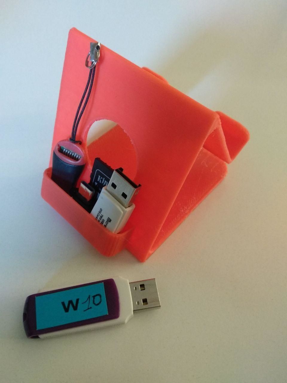 Universal phone holder with rear USB storage 3D print model_5