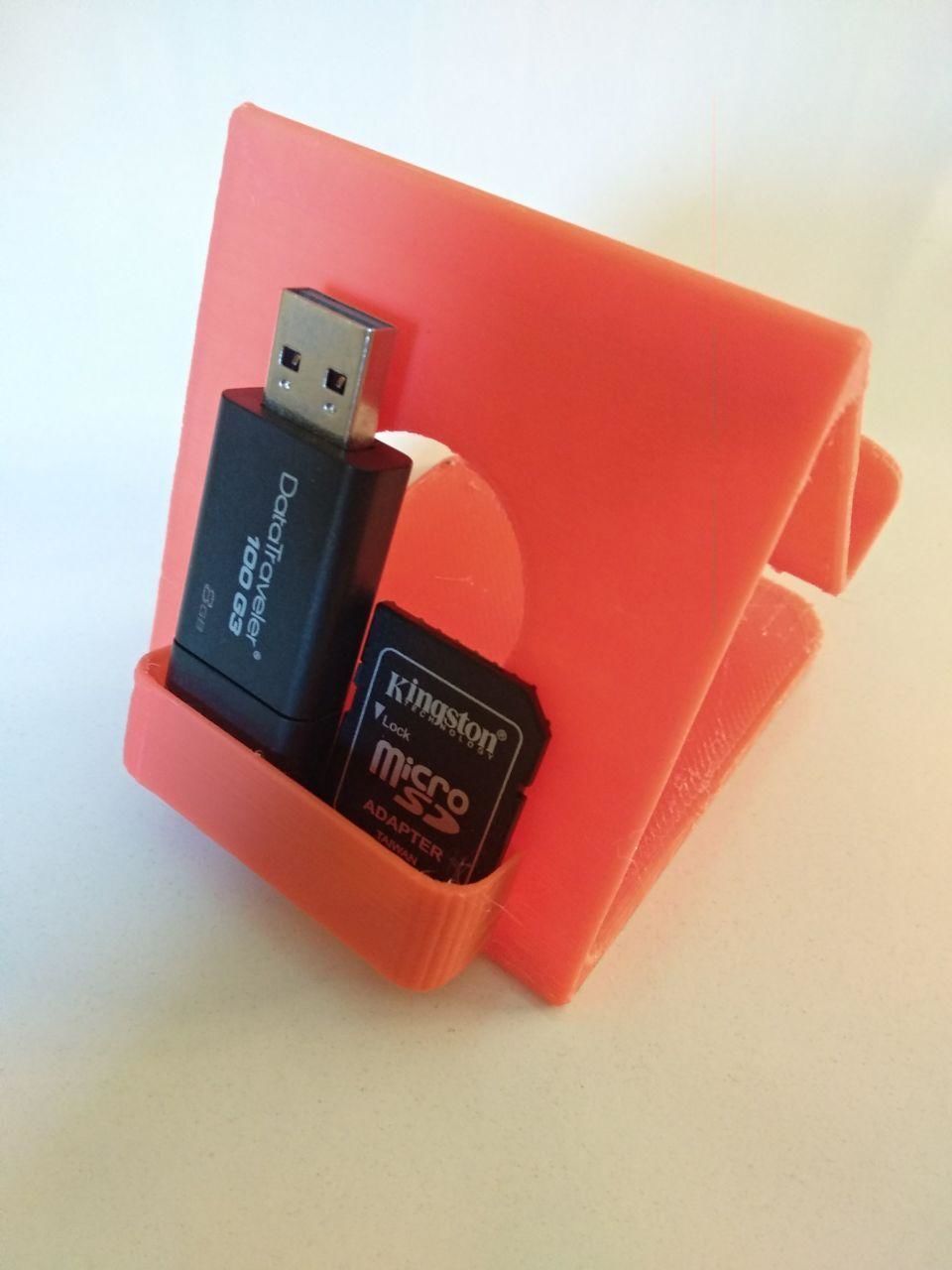 Universal phone holder with rear USB storage 3D print model_3