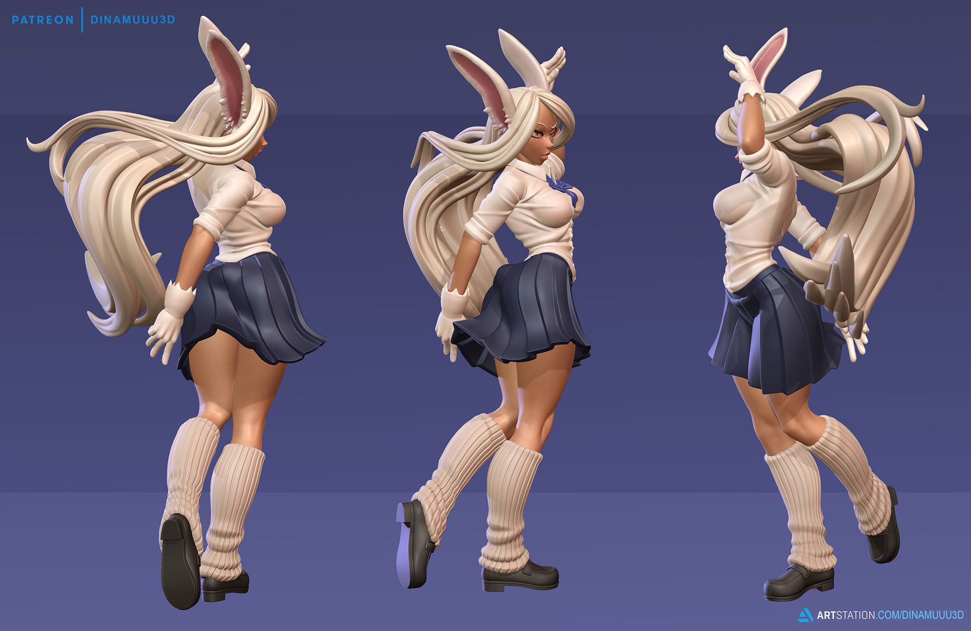 Rabbit Rumi Usagiyama School Girl SFW NSFW 3D Print Model STL 3D print model_3