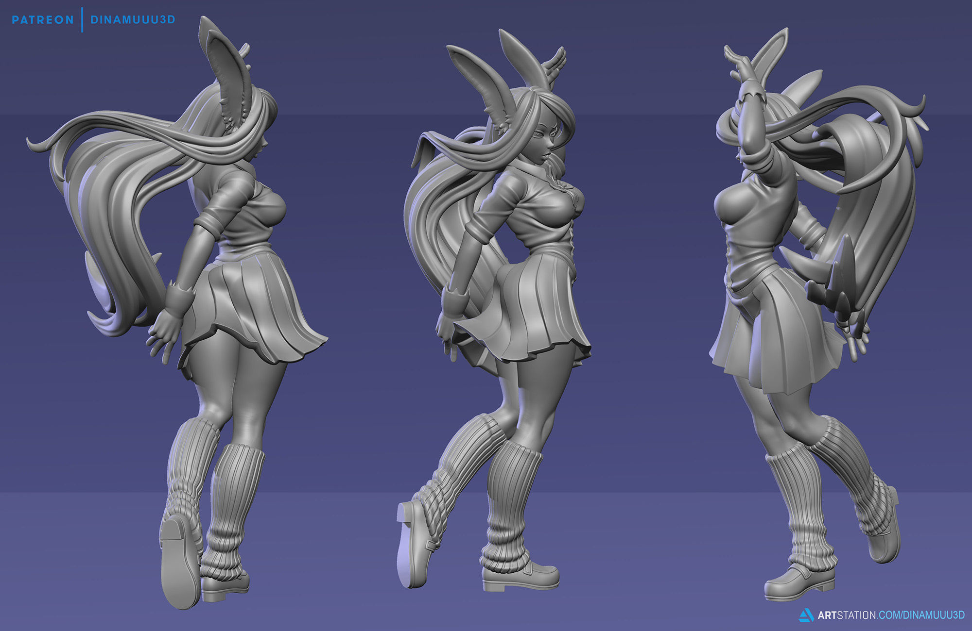 Rabbit Rumi Usagiyama School Girl SFW NSFW 3D Print Model STL 3D print model_6