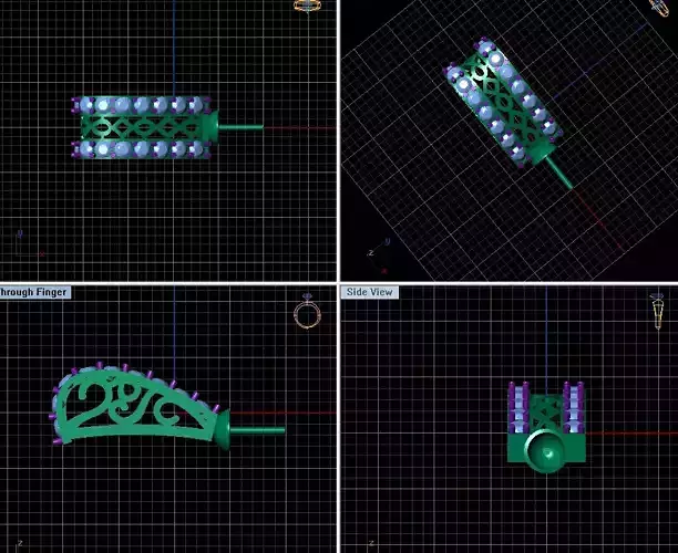 Ear ring 1 drop pearl and prong diamond gold 3D print model