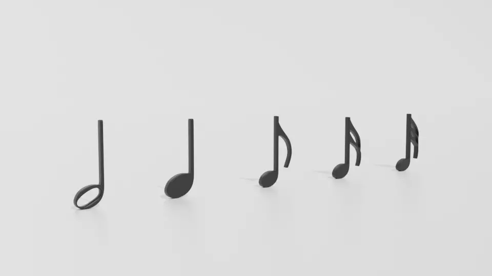 Cartoon Musical Notes Pack 01 3D model