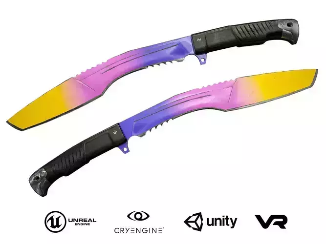 Knife Kukri - Gradient colors Low-poly 3D model