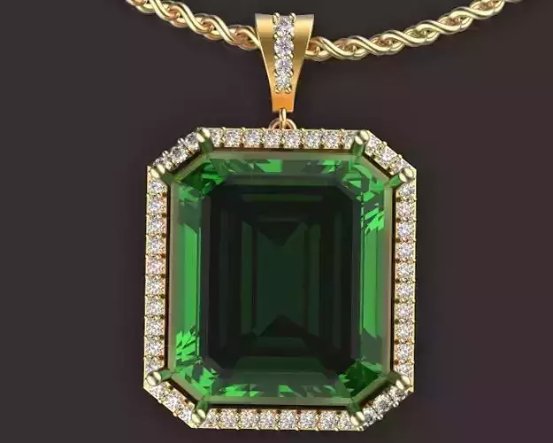 Emerald pendant Sculpture jewelry gold