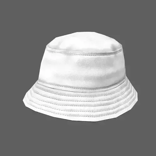 Bucket hat - white Low-poly 3D model