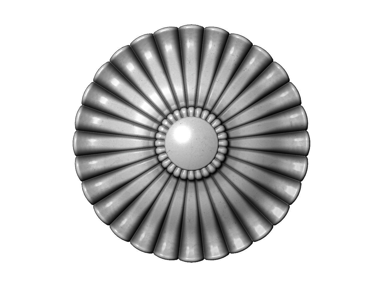 Round antique rosette 3D print model_3