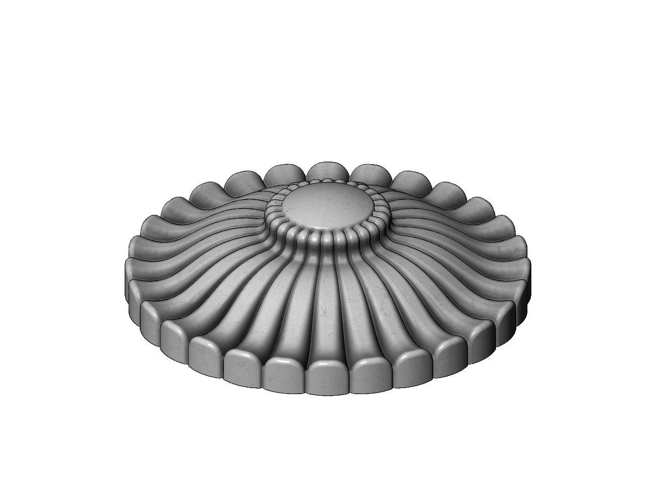 Round antique rosette 3D print model_4