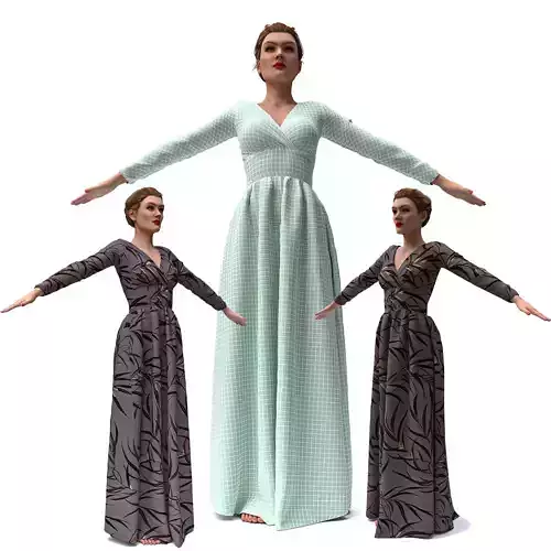 3d realistic woman character with clothing 