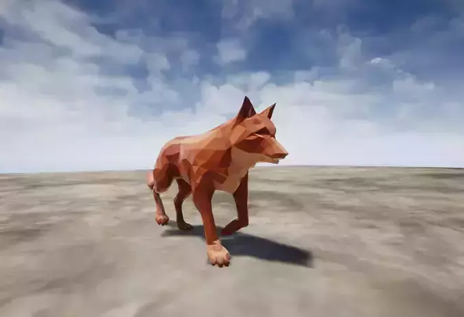 Fox 3D model polygonal dog