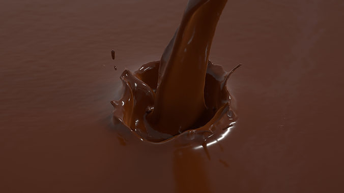 falling Strawberry into Milk and Chocolate Animated Splash 3D model 6
