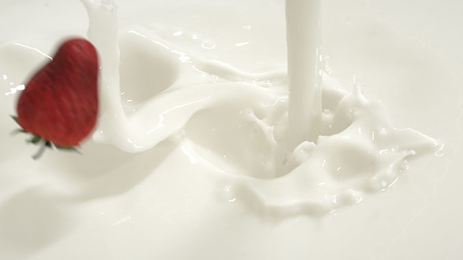 falling Strawberry into Milk and Chocolate Animated Splash 3D model 5