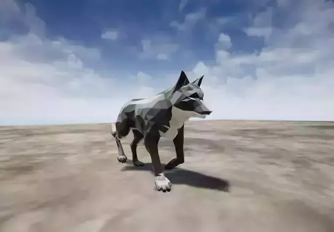 Wolf 3D model polygonal