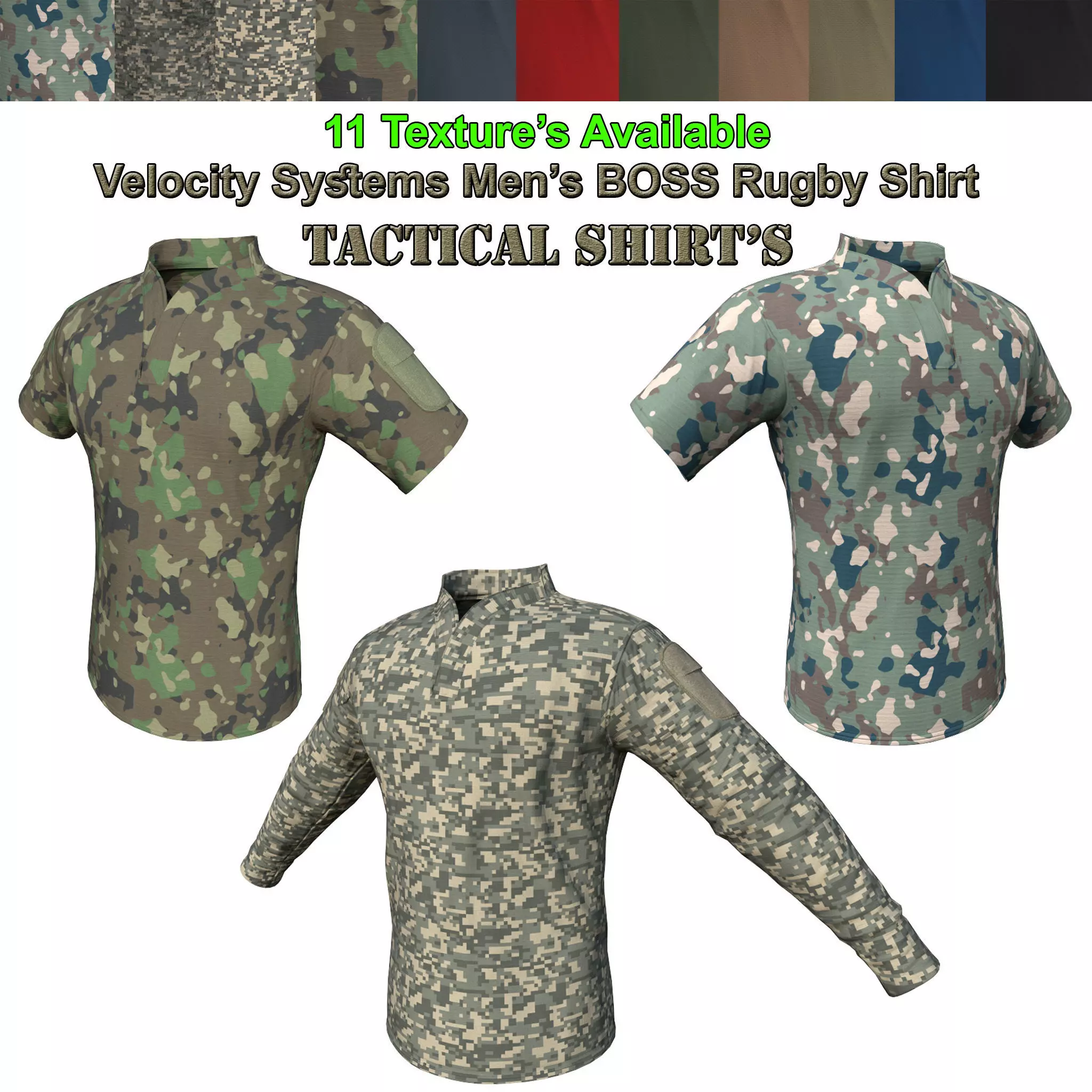Velocity Systems Mens BOSS Rugby Tactical Shirt PBR Low-poly 3D model_0