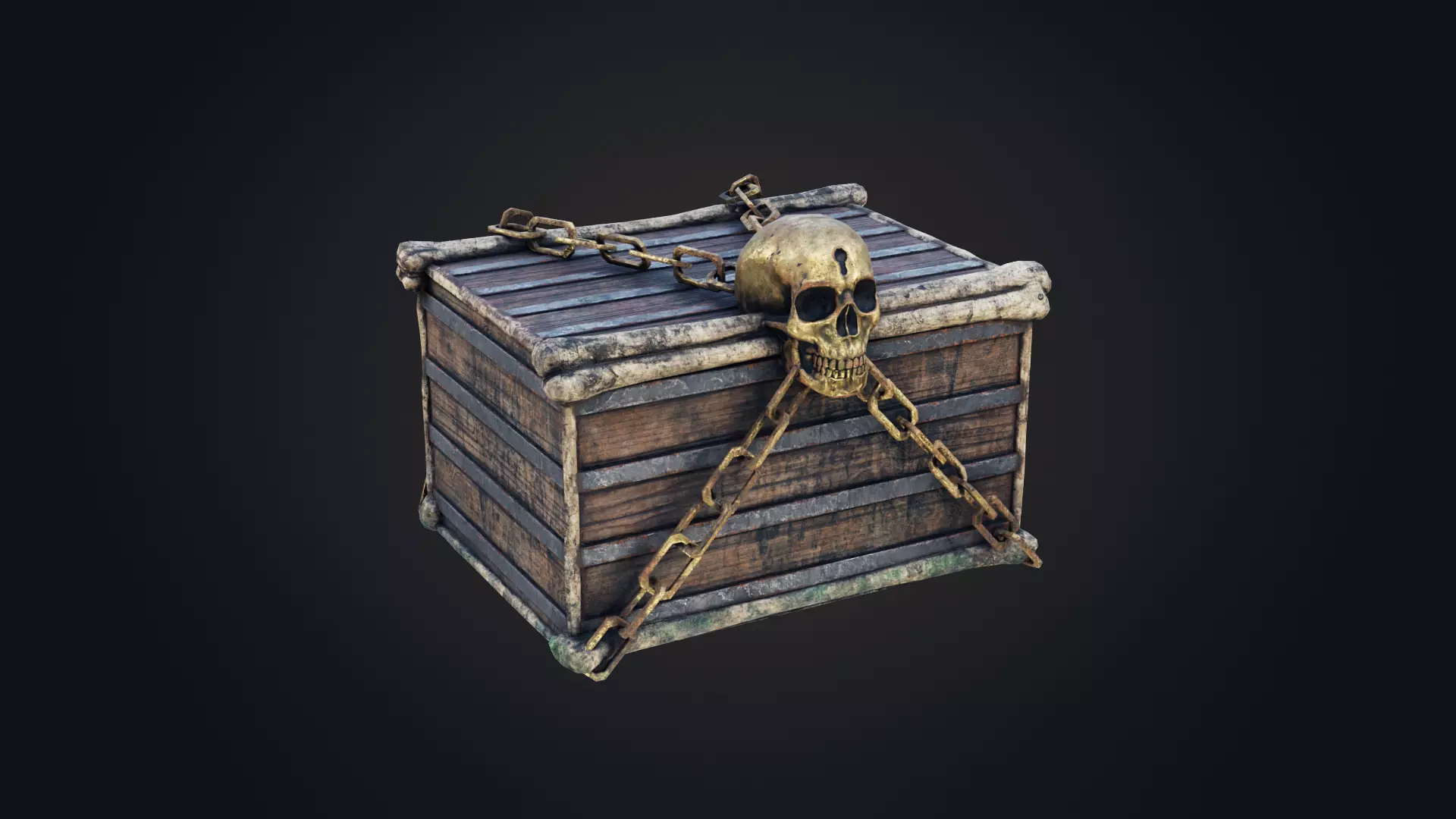 Skull box Low-poly 3D model_0