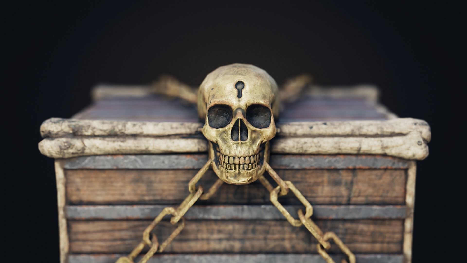 Skull box Low-poly 3D model_10