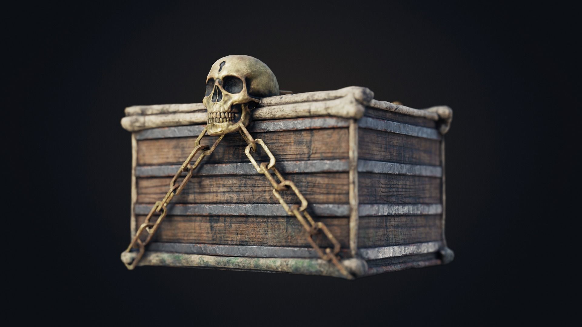 Skull box Low-poly 3D model_9