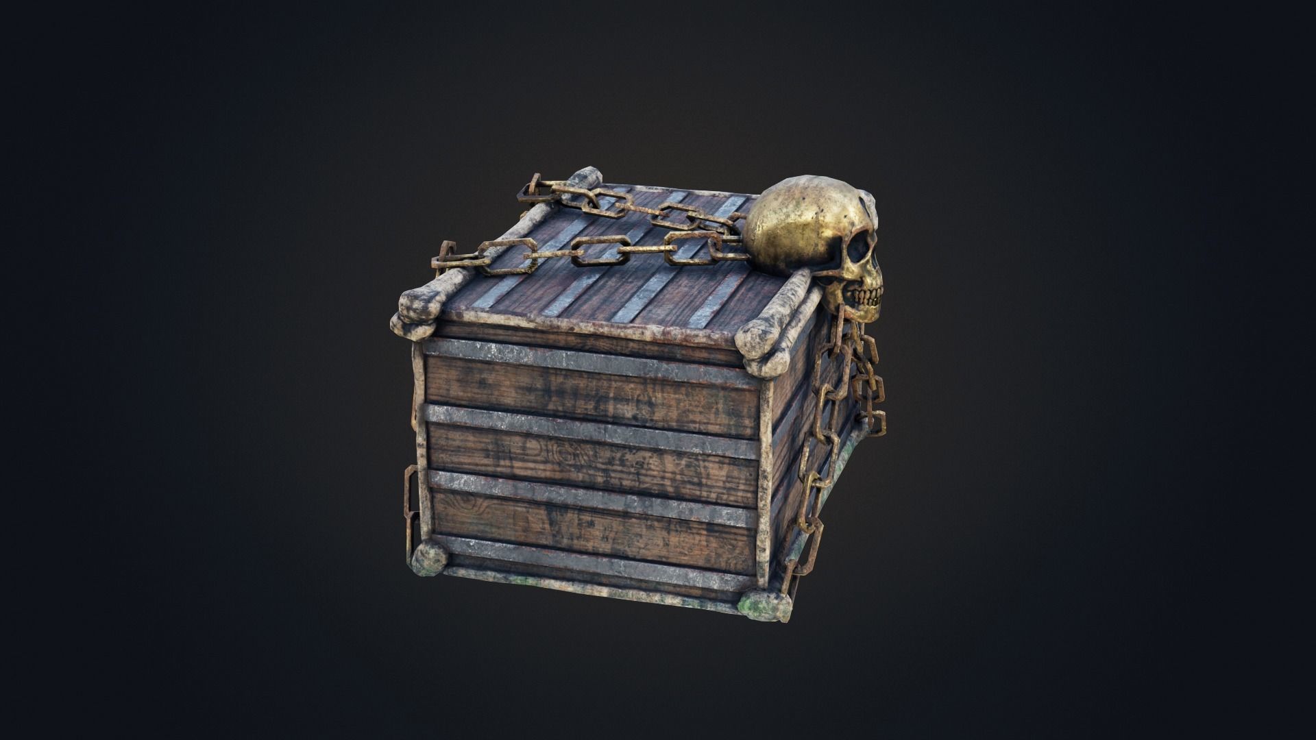 Skull box Low-poly 3D model_2