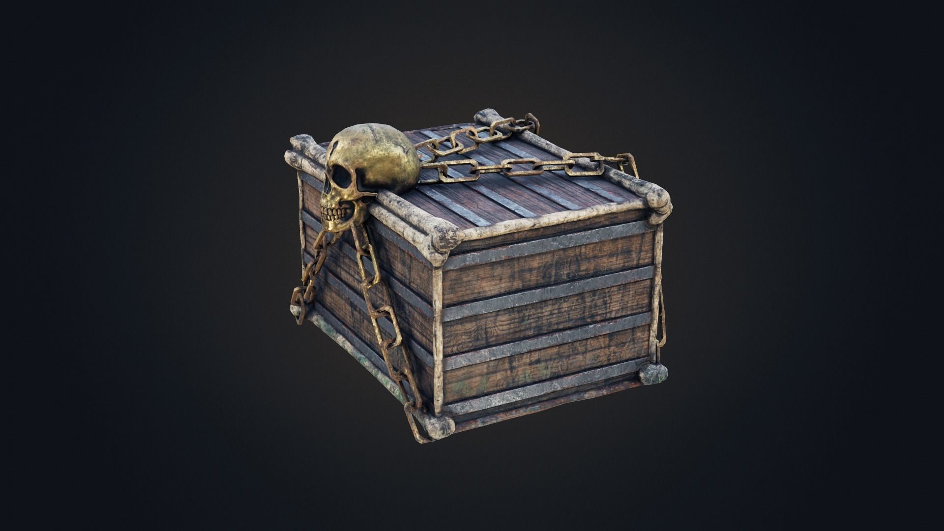 Skull box Low-poly 3D model_7