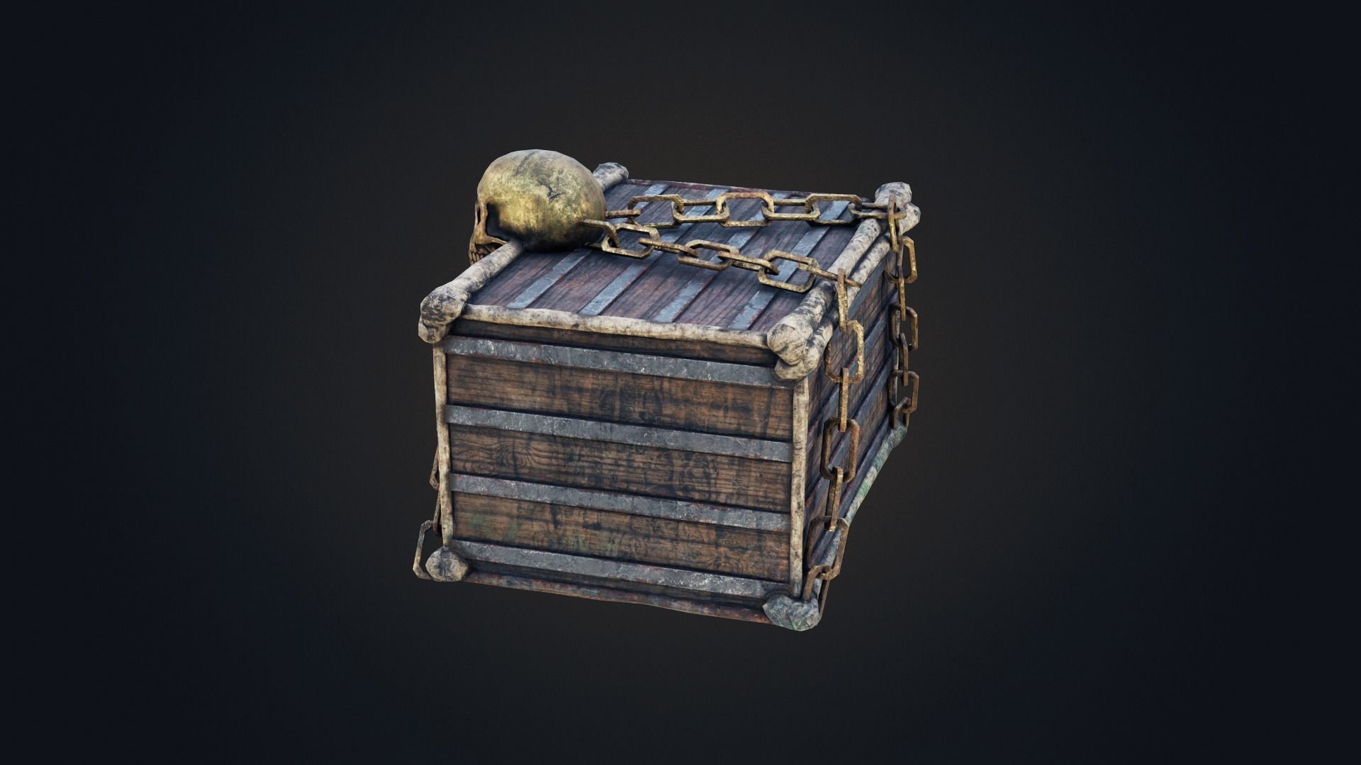 Skull box Low-poly 3D model_6