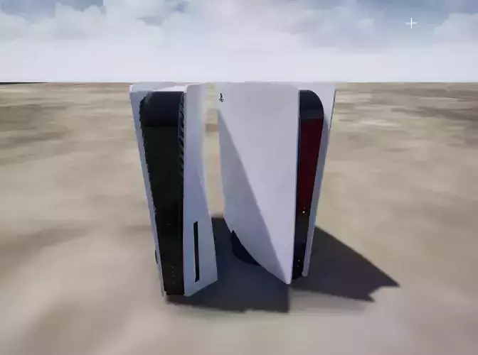Playstation 5 two gaming consoles in desert 3D model