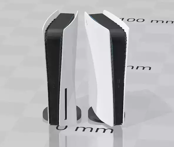 Playstation 5 STL two gaming consoles on table