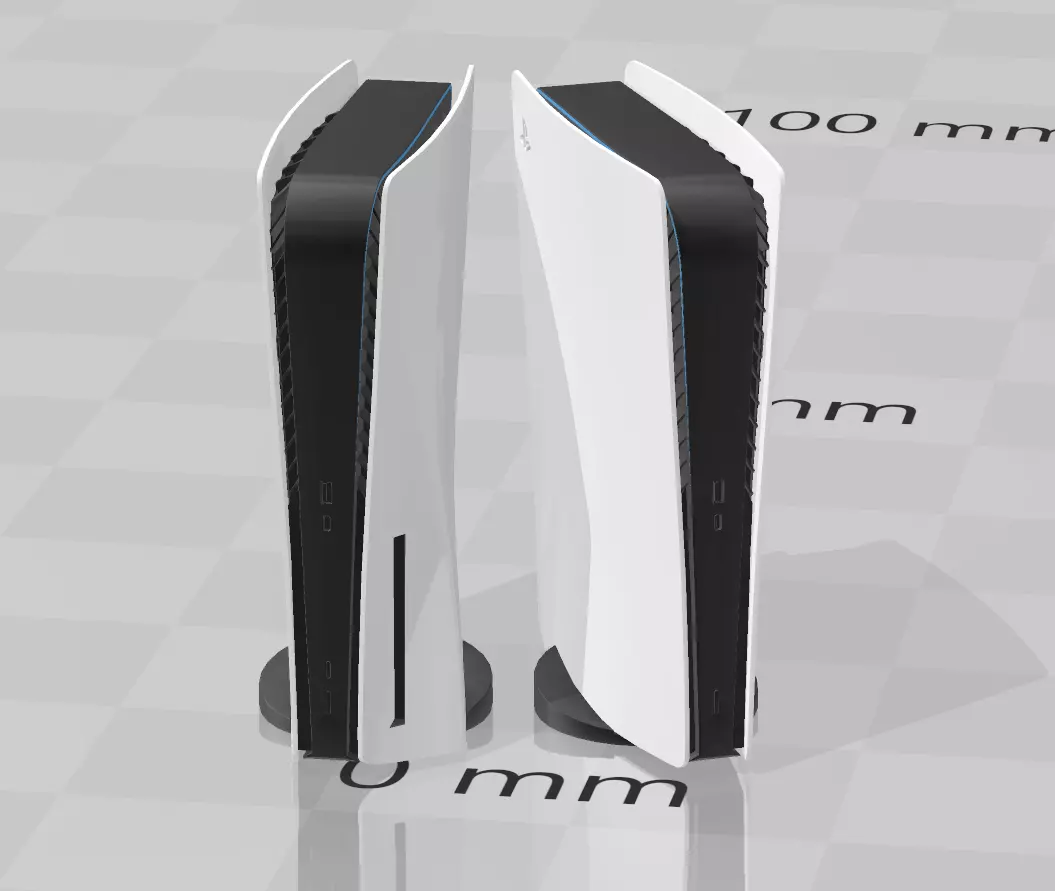 Playstation 5 STL two gaming consoles on table 3D print model