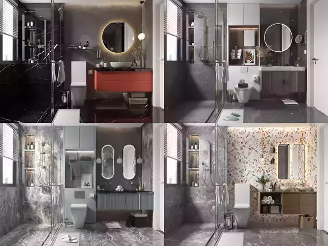 Modern Bathroom collection vray 