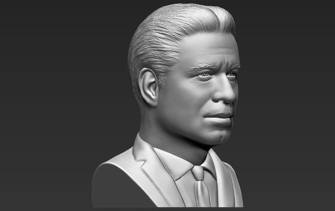 John Travolta bust 3D printing ready stl obj formats 3D print model_13