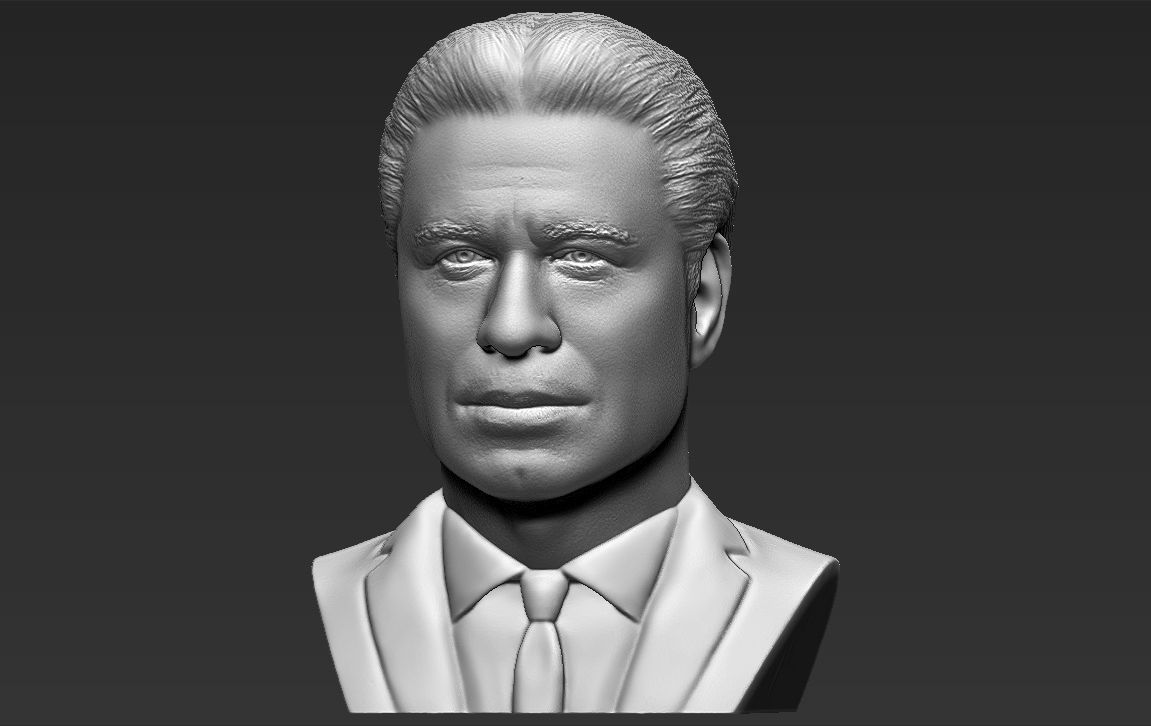 John Travolta bust 3D printing ready stl obj formats 3D print model_5