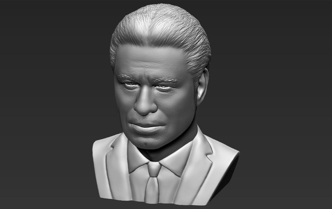 John Travolta bust 3D printing ready stl obj formats 3D print model_17
