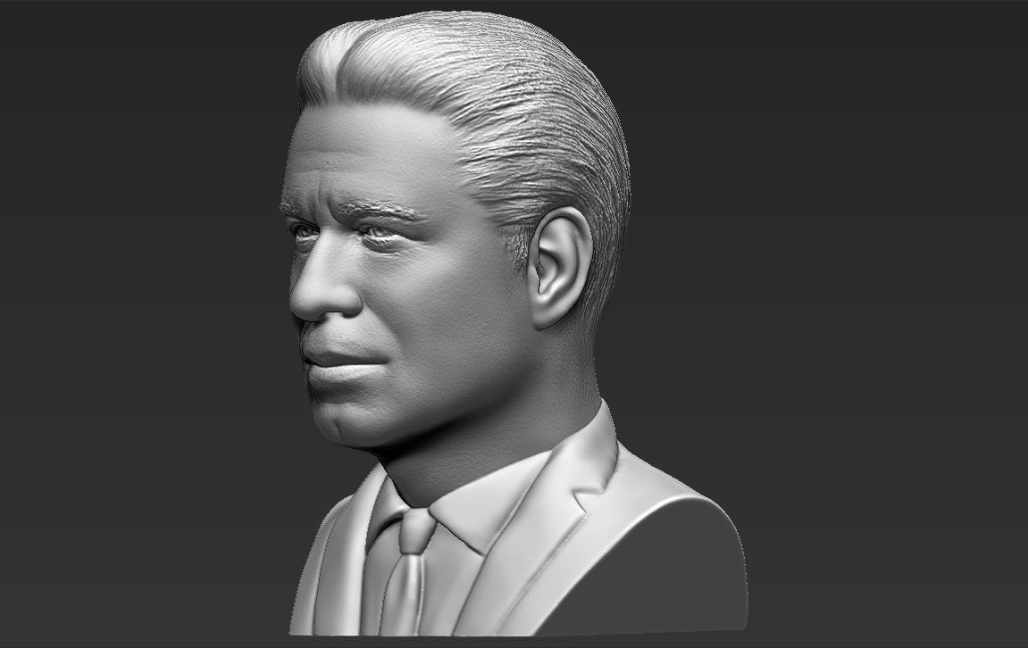 John Travolta bust 3D printing ready stl obj formats 3D print model_7