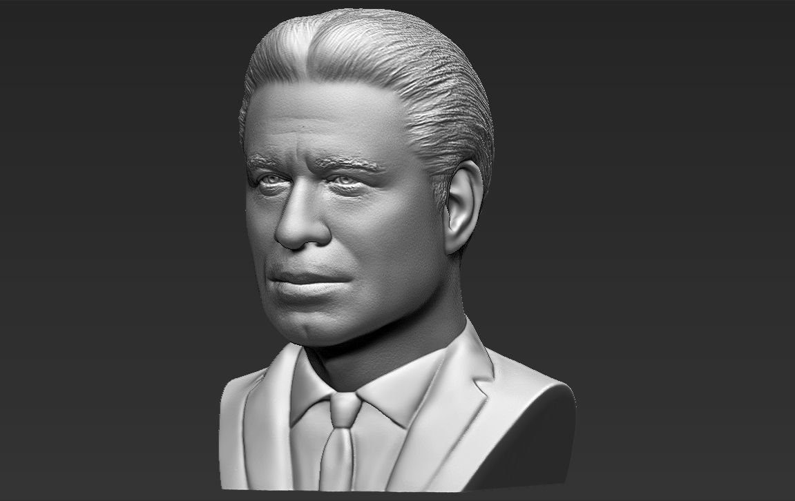 John Travolta bust 3D printing ready stl obj formats 3D print model_6