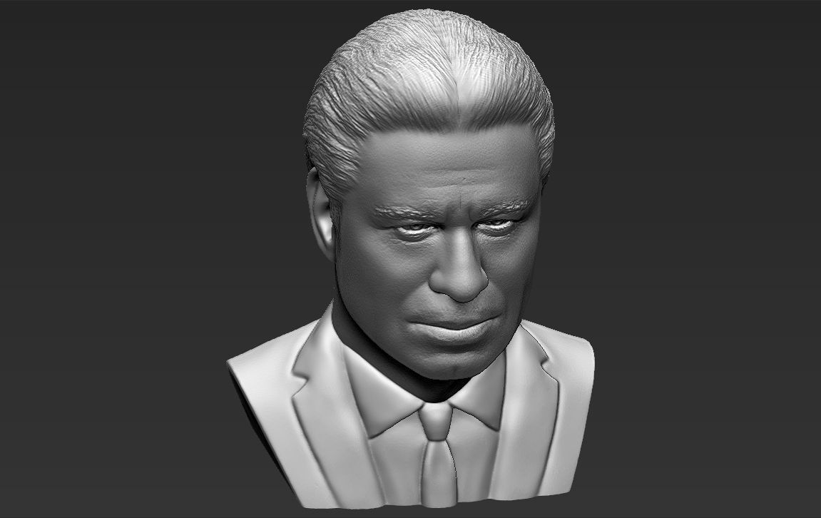 John Travolta bust 3D printing ready stl obj formats 3D print model_16