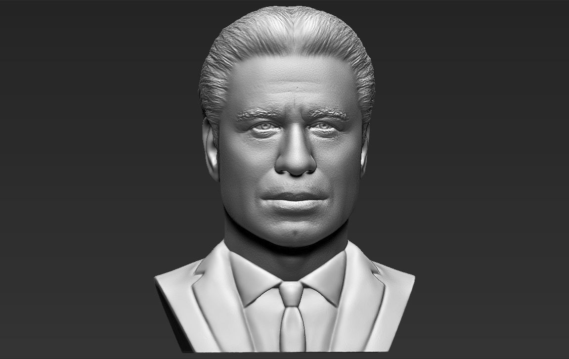 John Travolta bust 3D printing ready stl obj formats 3D print model_15
