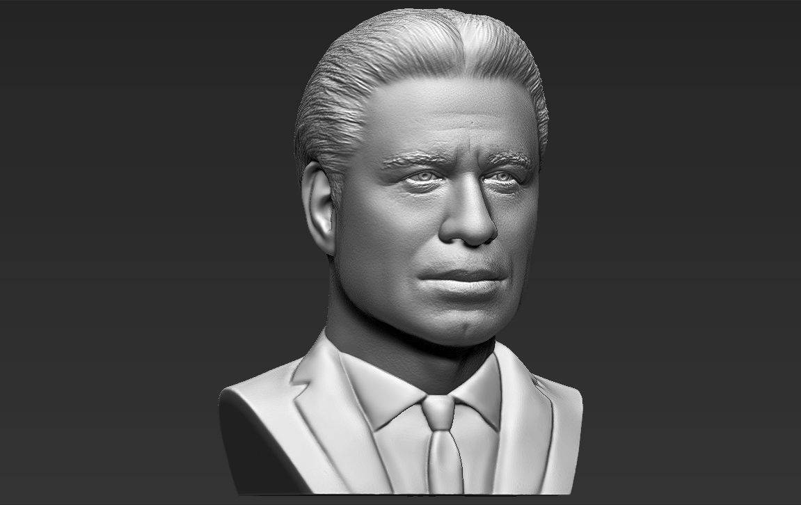 John Travolta bust 3D printing ready stl obj formats 3D print model_14