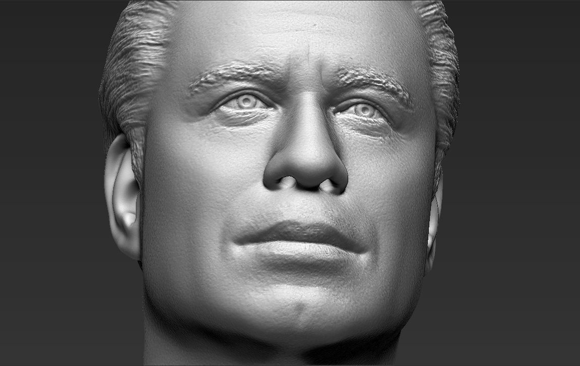 John Travolta bust 3D printing ready stl obj formats 3D print model_21
