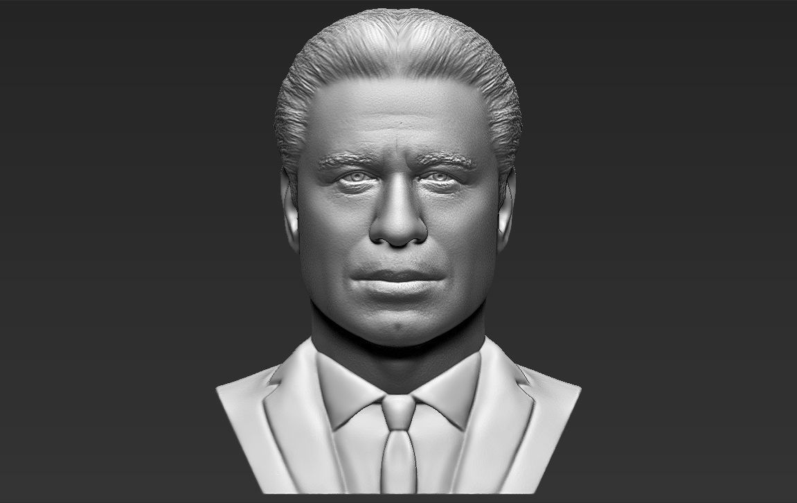 John Travolta bust 3D printing ready stl obj formats 3D print model_4