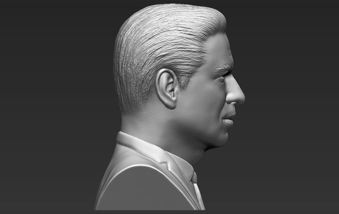 John Travolta bust 3D printing ready stl obj formats 3D print model_12