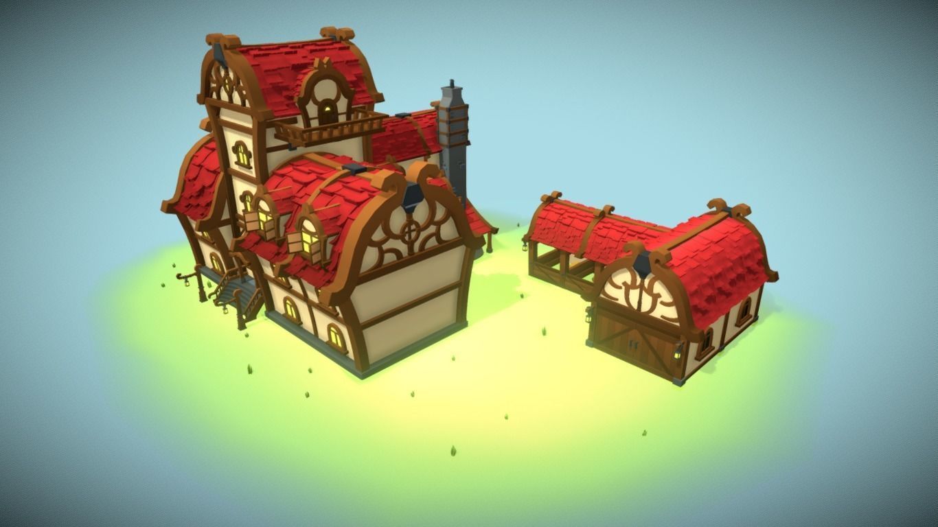 Medieval Tavern Low-poly 3D model_2