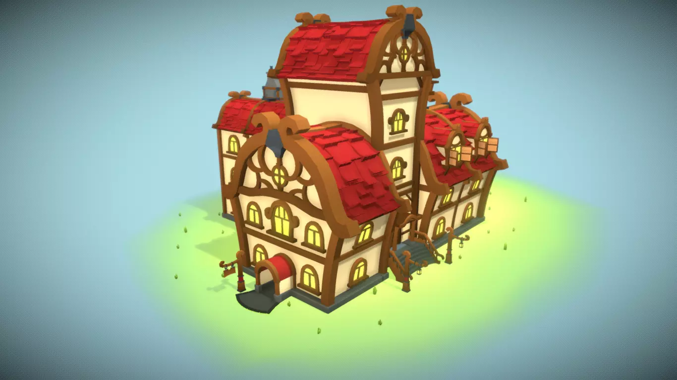 Medieval Tavern Low-poly 3D model_0