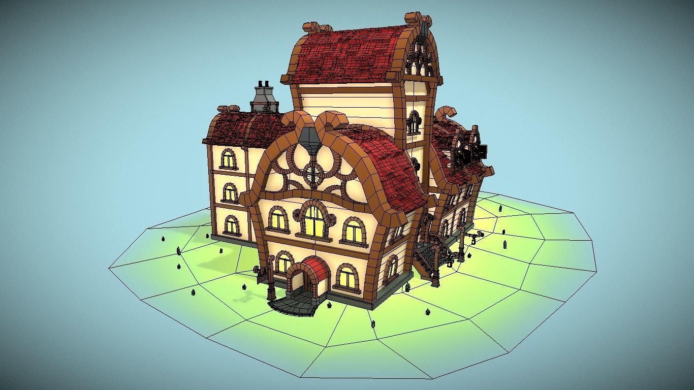 Medieval Tavern Low-poly 3D model_4