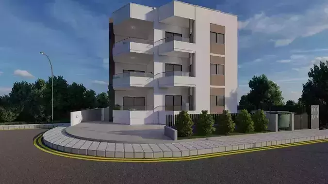 Apartment Block Low-poly 3D model