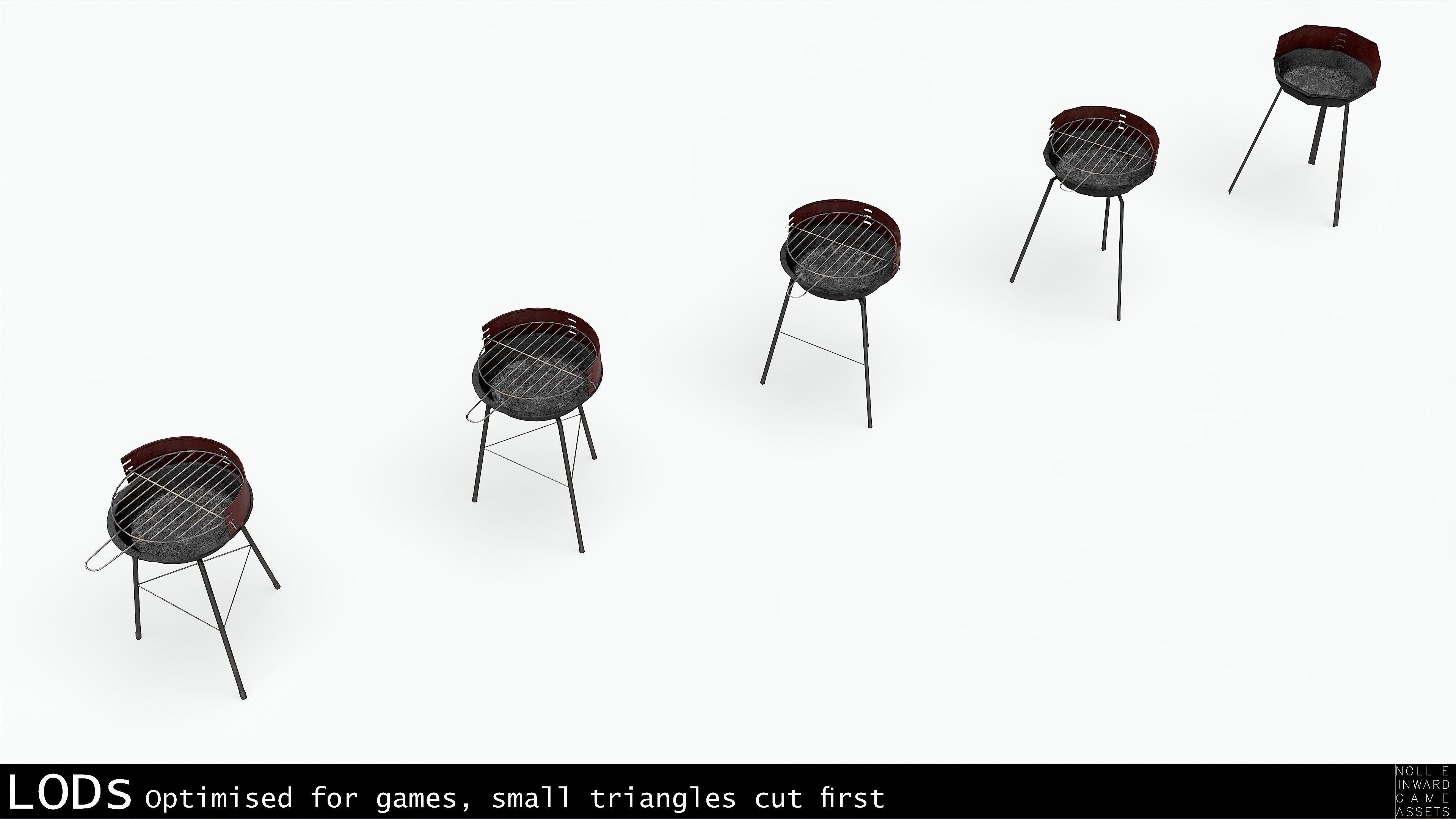 Barbecue Small - Dirty Low-poly 3D model_7