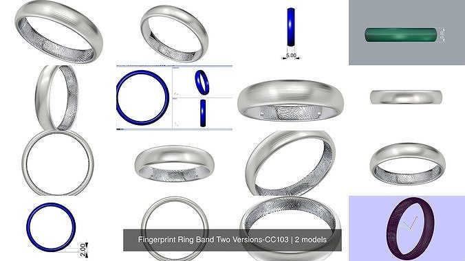 Fingerprint Ring Band Two Versions-CC103 3D Model Collection