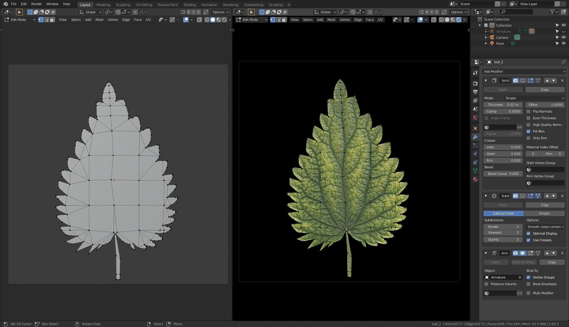 Nettle leaf Low-poly 3D model_4