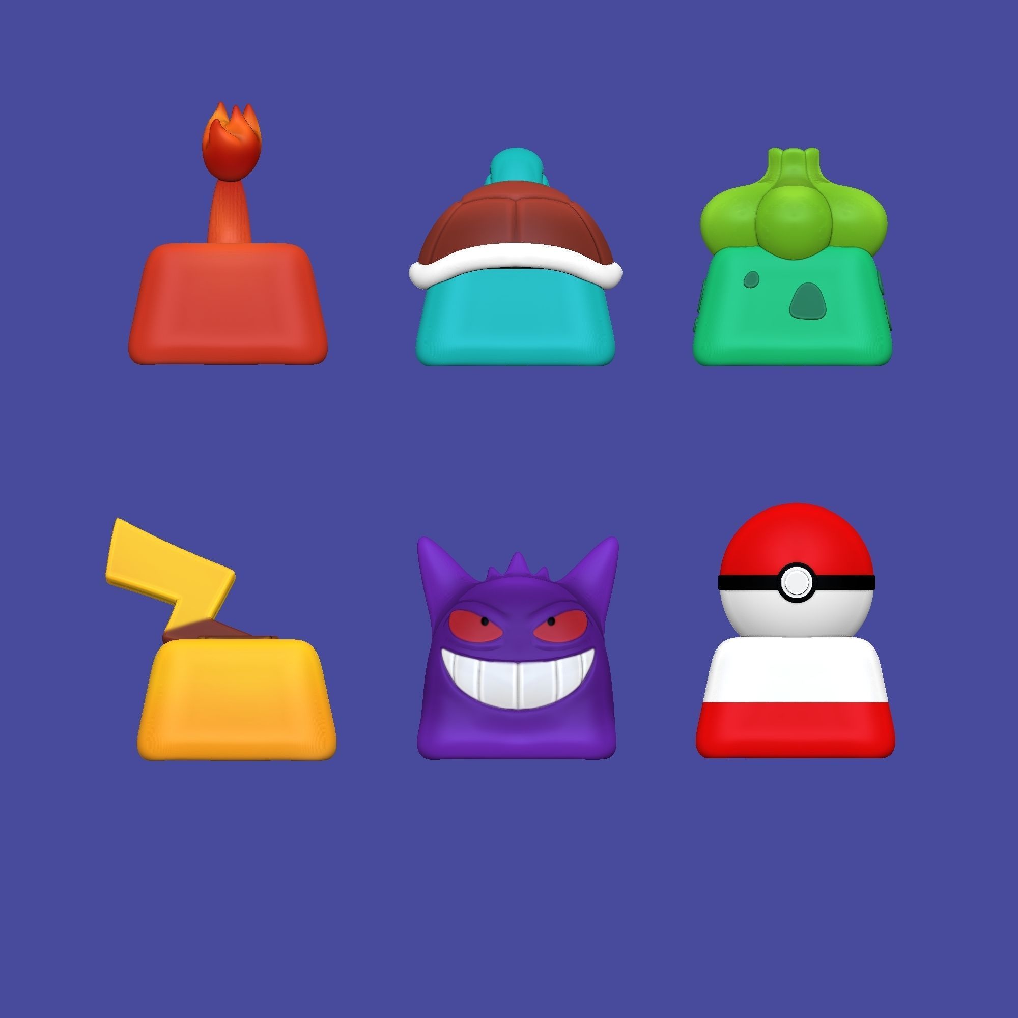 6 Keycaps for mechanical Keyboard - POKEMON Edition -  3D print model_14