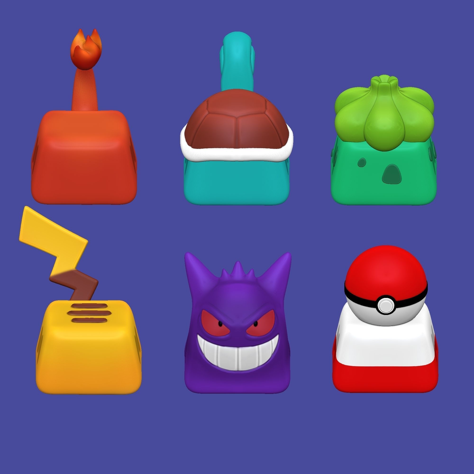 6 Keycaps for mechanical Keyboard - POKEMON Edition -  3D print model_9