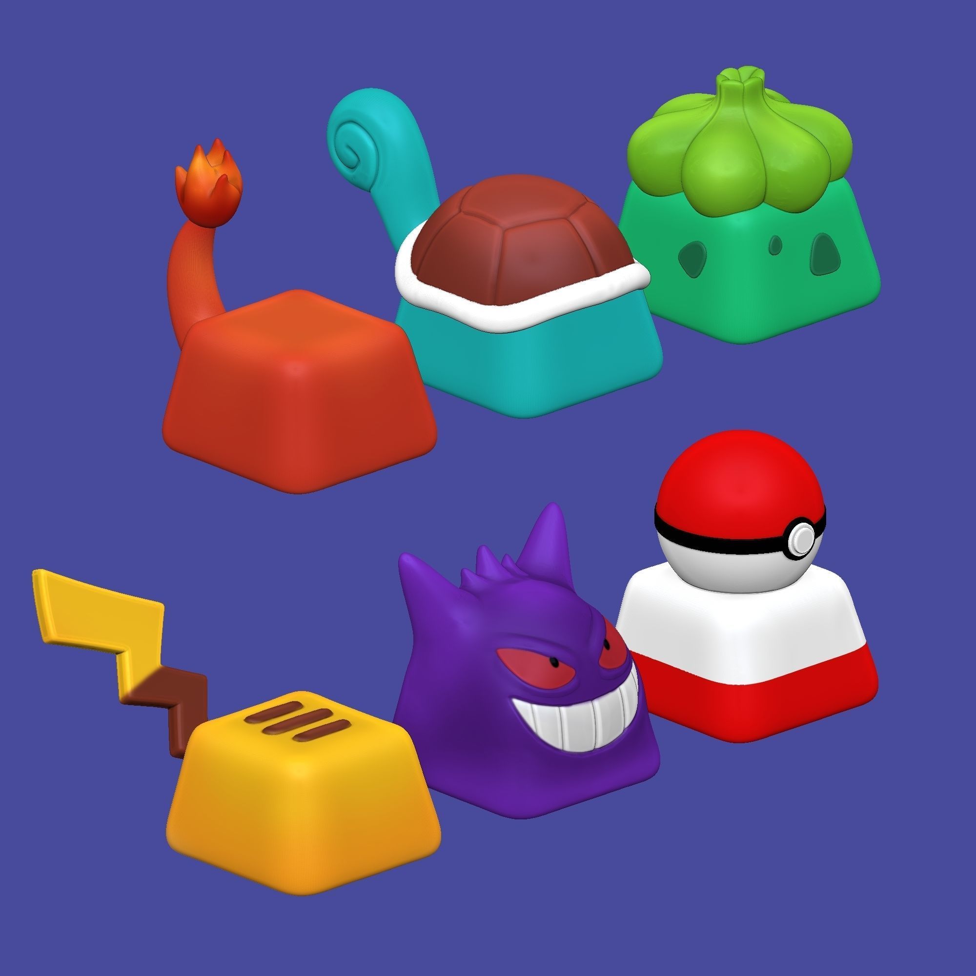 6 Keycaps for mechanical Keyboard - POKEMON Edition -  3D print model_10